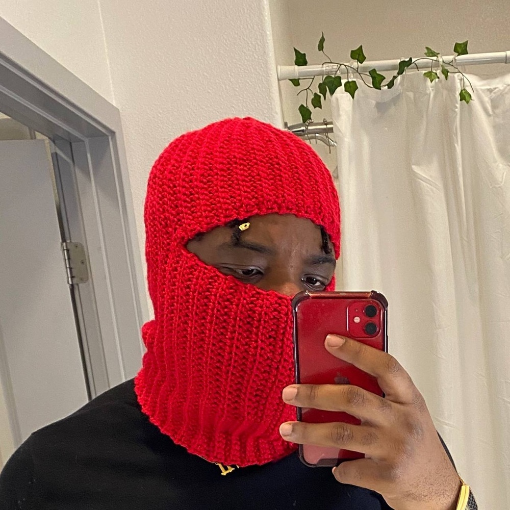 CROCHET Red ❤️ Handmade balaclava ski mask. Very stretchy! Size Big Head & Small